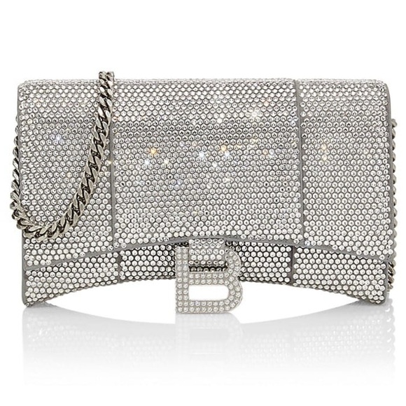 RARE Balenciaga rhinestone crystal diamond stud hourglass chain crossbody purse - Picture 11 of 17